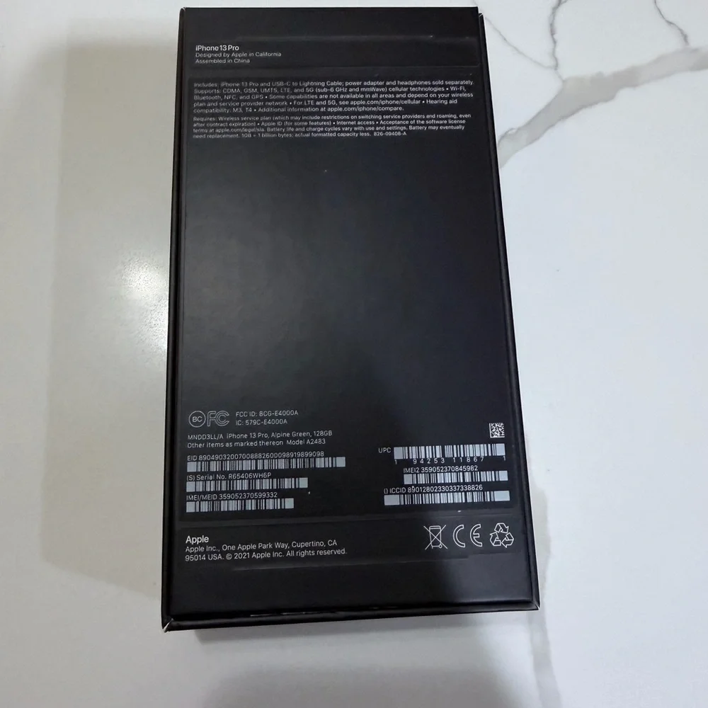 Apple iPhone 13 PRO  Alpine Green 128GB - *EMPTY BOX ONLY* No phone included